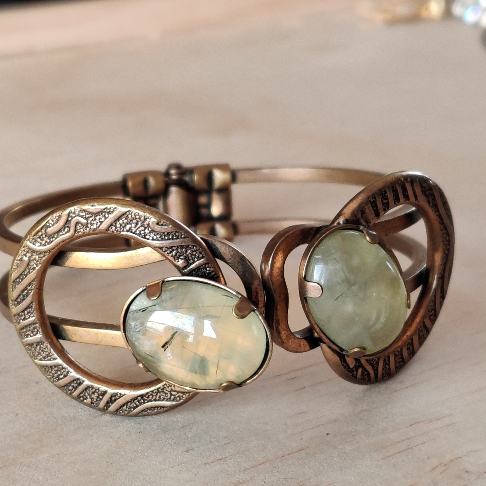 Vintage tourmalinated quartz healing cuff bracelet